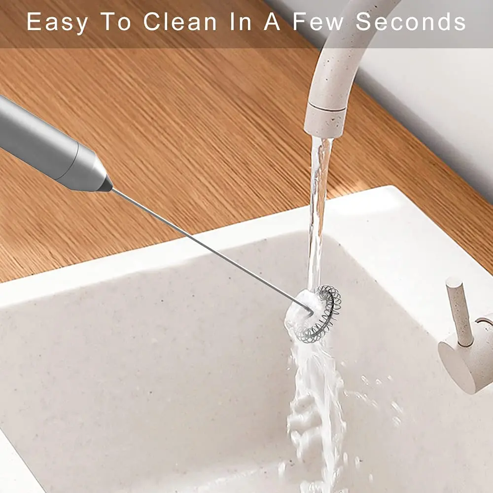 A19Q-Milk Frother Handheld Battery Operated Mini Mixer Electric Foam Maker For Coffee Stainless Steel Milk Foamer For Coffee