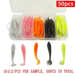 50 pieces Soft bait T-tail soft worm micro-object long-range mandarin bass tilted mouth bionic fake bait