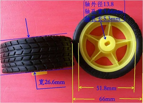 Motoriduttore DC 3V-6V 2PCS con ruota in plastica per auto robot intelligente