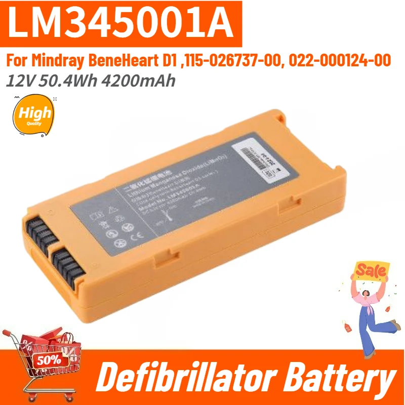 

LM345001A High Quality Defibrillator Battery 12V 50.4Wh 4200mAh for Mindray BeneHeart D1 ,115-026737-00, 022-000124-00 Brand New