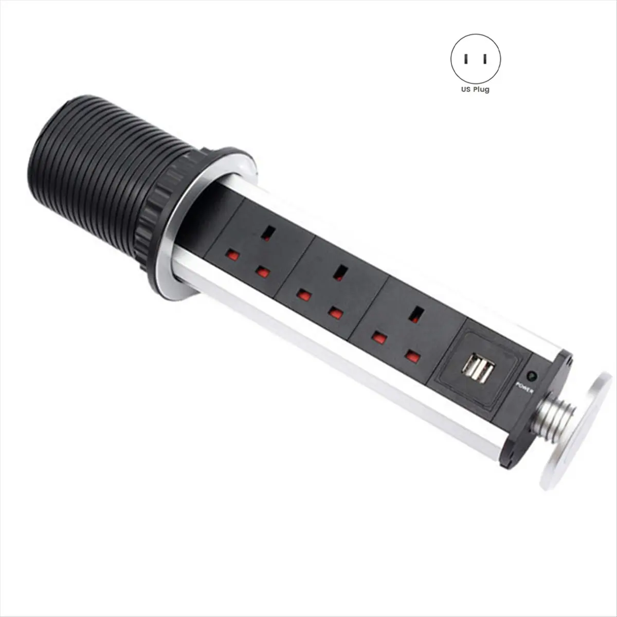 (A23G) Pop-Up Desktop Concealed Socket USB Electrical Plug Tablet Sockets Power Strip USB Charger Extension Cable US Plug