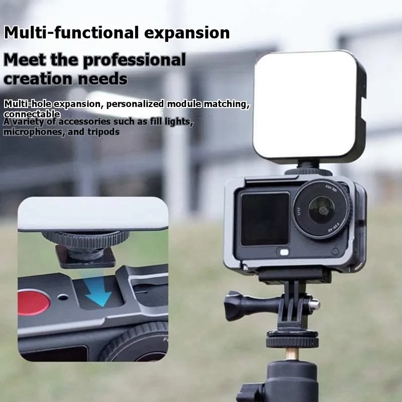 A33T-Magnetic Expansion Cage Frame For DJI Action 6 Aluminum Alloy-For Vertical& Horizontal Shooting Mounting Bracket