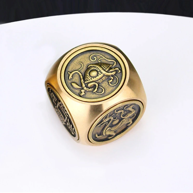 Chinese Calligraphy Paperweight Brass Six-sided Rotatable Hand Piece Paper Pressing Paper Weight Creative Metal Study Ornament
