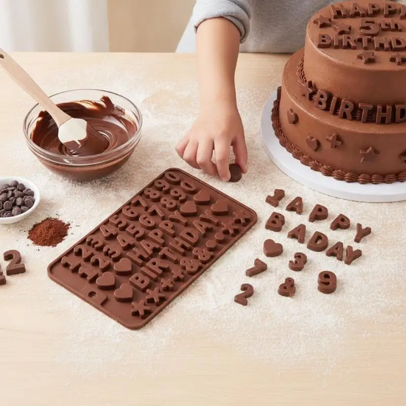 Silicone Alphabet Number Chocolate Molds Non Stick Food Safe Perfect For DIY Cake Decoration Birthday Party Baking