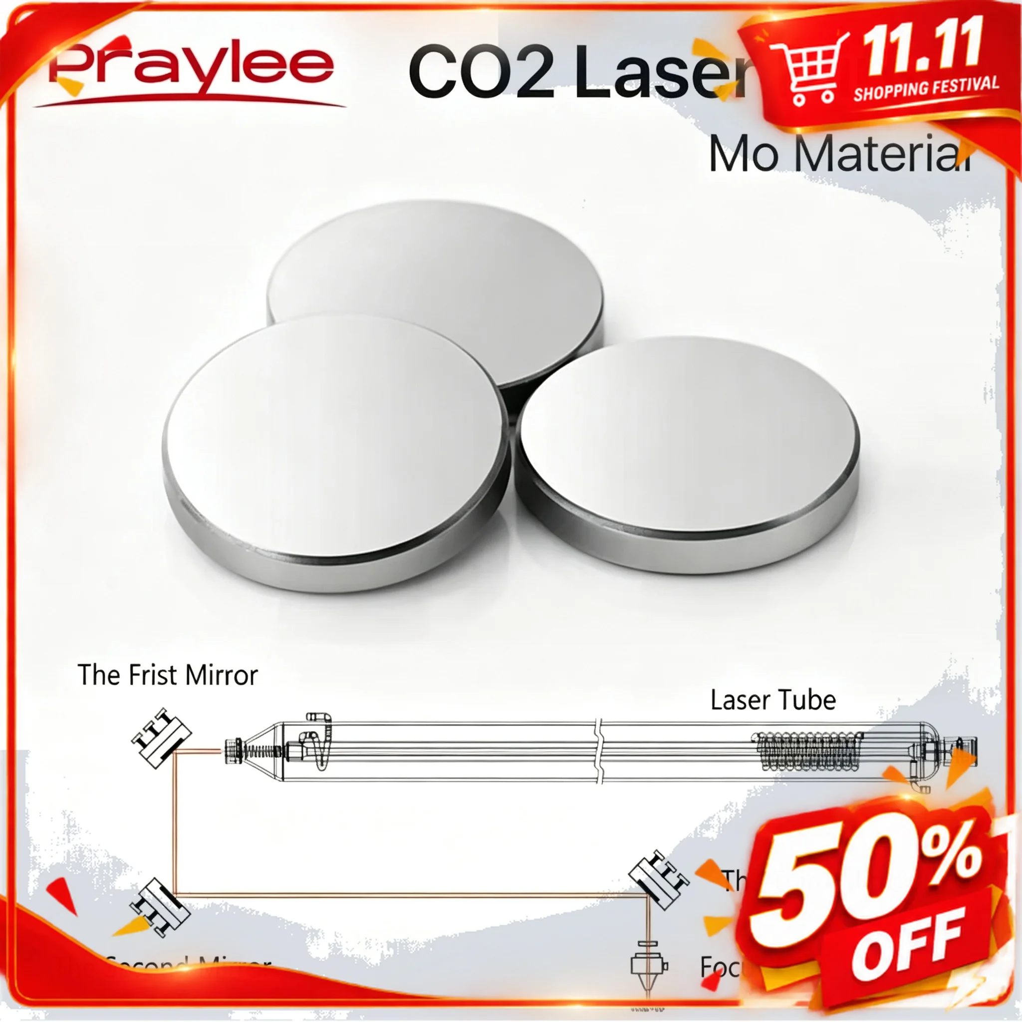 CO2 Reflective Laser Mirror 1pcs Mo Lens Diameter 19 20 25 30 38.1mm Thickness 3mm for CO2 Laser Cutting Engraving Machine