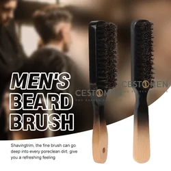 Men's Boar Bristle Fade Hair Brush Beard Styling Shaving Brush Hairdresser Facial Cleaning Styling Wood Handle Shave Hairbrush