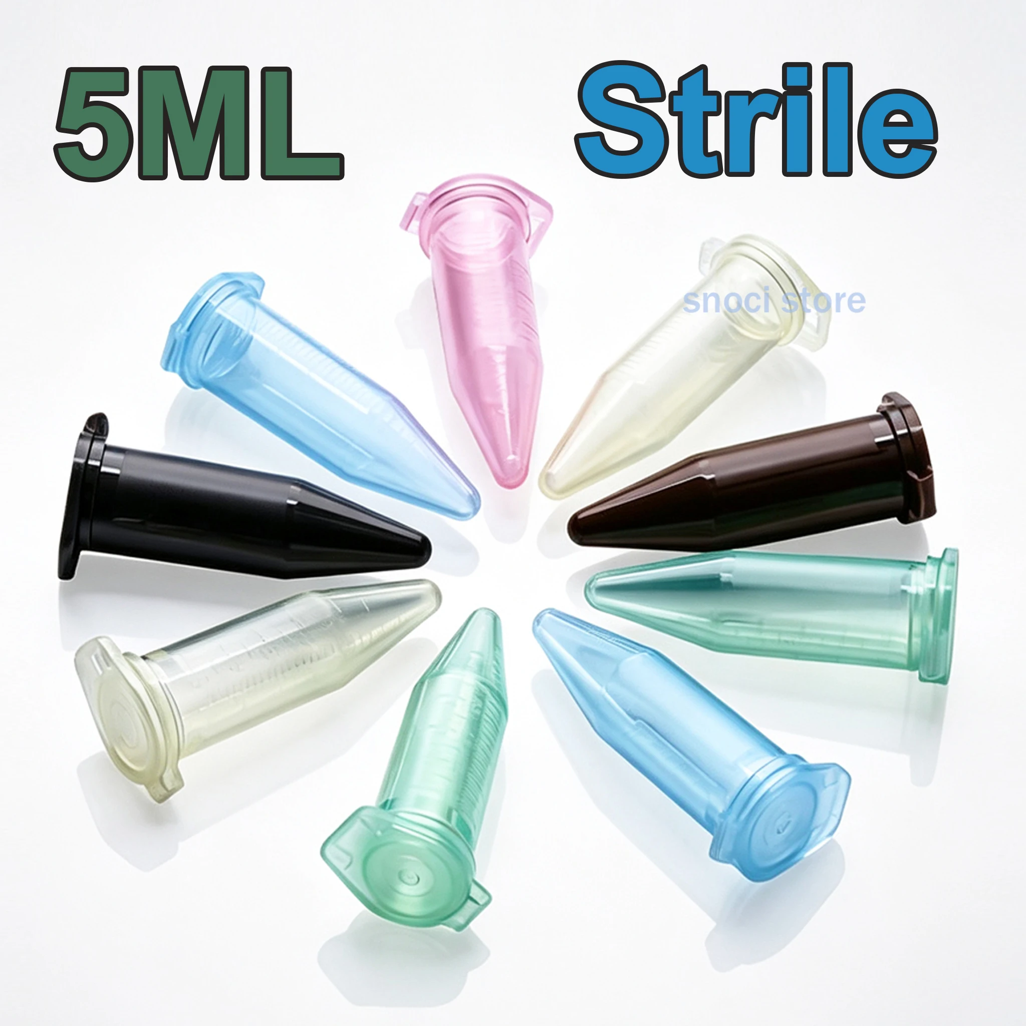 Scientific 5mL Conical Centrifuge Tubes, Sterile color Test Tubes with Graduated and Write-on Spot, Non-Pyrogenic, DN/RNase Free