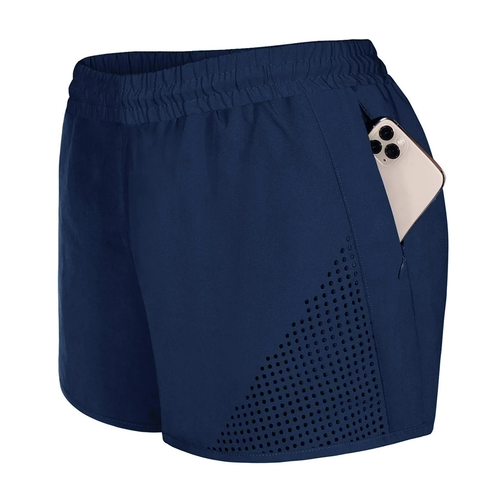 Shorts casuais femininos com bolsos de forro, elástico na cintura, mini calça curta quente, esporte, treino, ioga, solto, primavera, verão