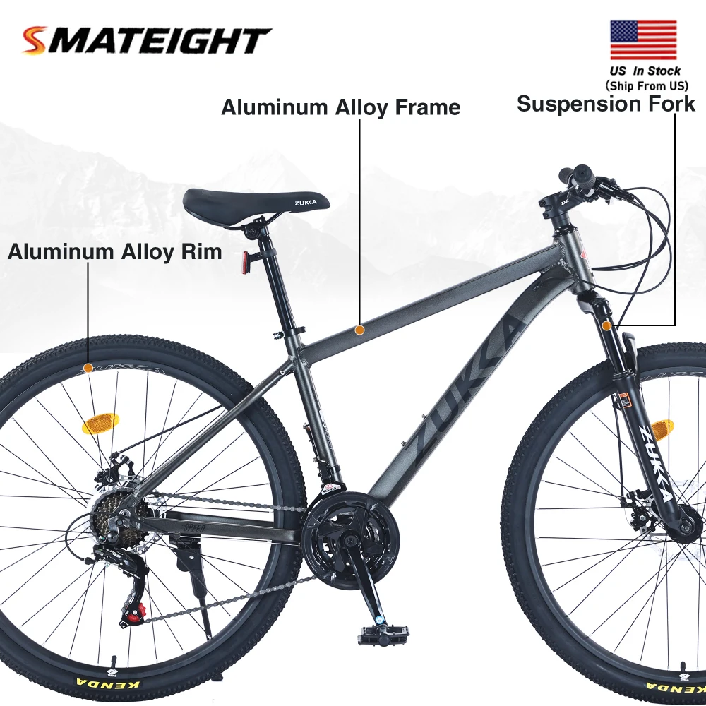 

27.5 Inch Wheels 21 Speed Mountain Bike, for Men Women Boys and Girls, Front Suspension,Aluminum Alloy Frame