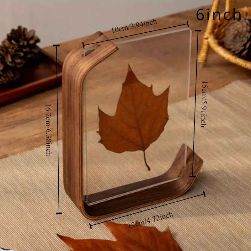 1Pc DIY New Acrylic Wooden Photo Frame Herbarium Display with HD Glass Sided Tabletop Home Decor