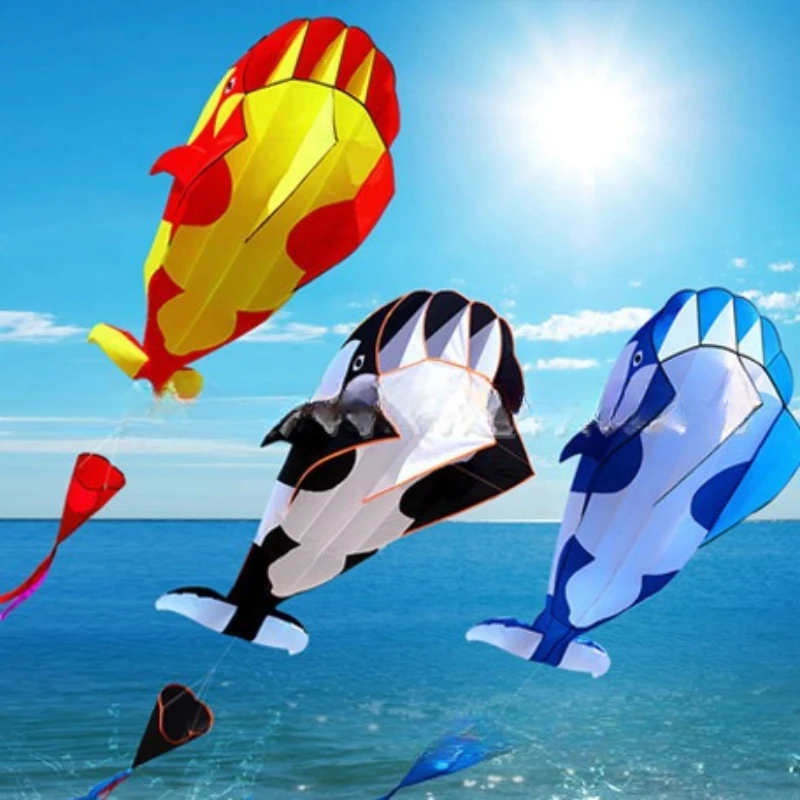 Large Soft Kite 3D Whale Orca Shape Single Line Kite with 30m Line Outdoor Beach Sports Toy for Adult Kids Fun Kite Gift