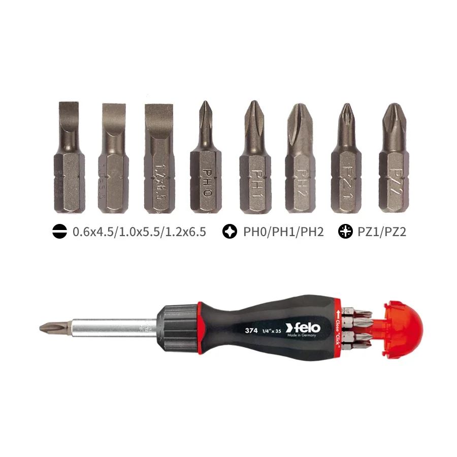 مجموعة مفك براغي منبثقة دقيقة 8 في 1 من Felo مفك براغي متعدد البت مع مجلة SlimBits رقم 37400405