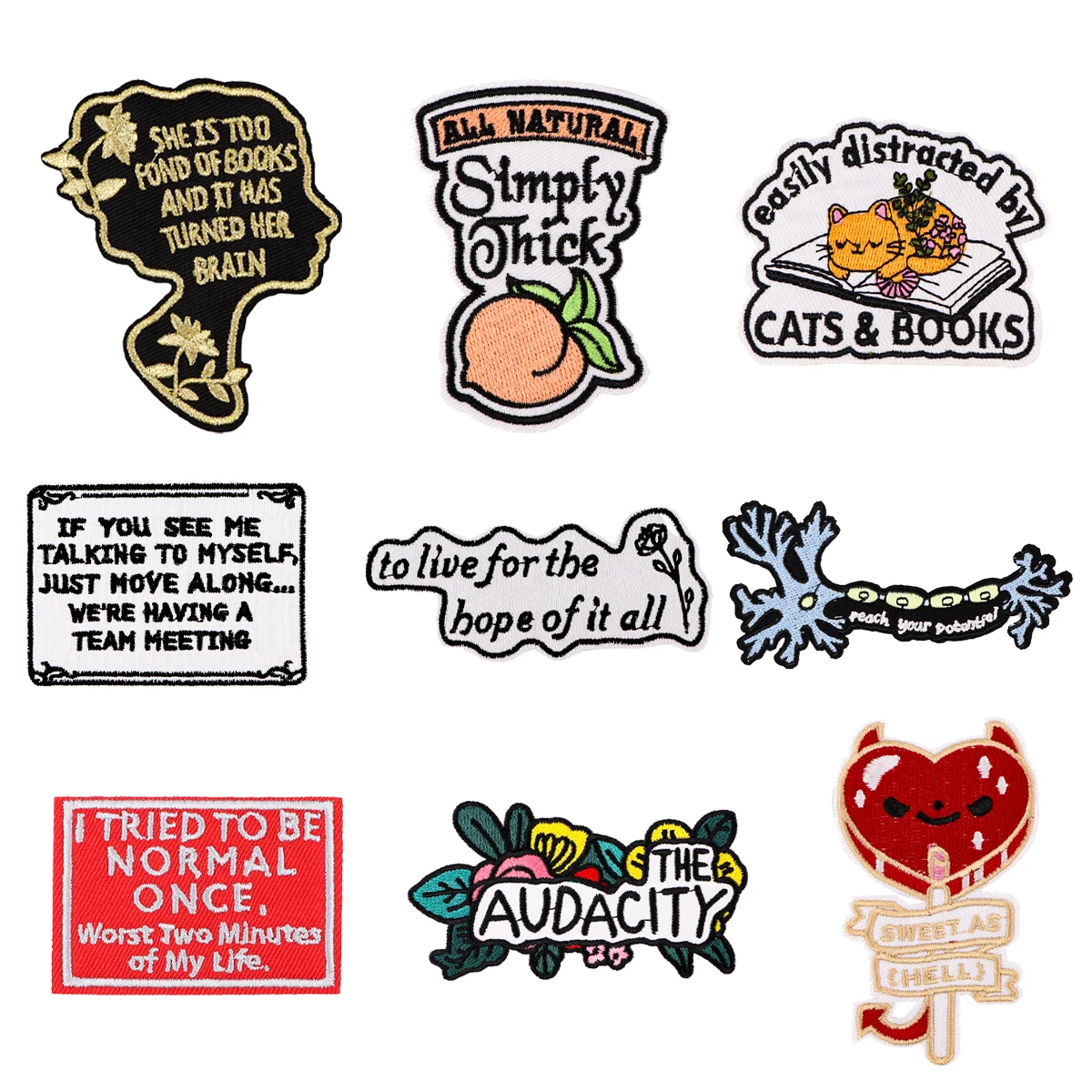 Peach Quotations Embroidery Cloth Patch For Clothing Thermoadhesive Backpack Badge Applique For Jackets Jeans DIY Stickers