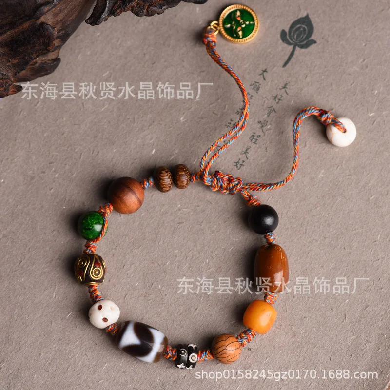 Tibetan Tiger Tooth Tibet Beads Duobao Bracelet Dopamine Women's Adjustable Collectables-Autograph Bracelet Minority All-Match B