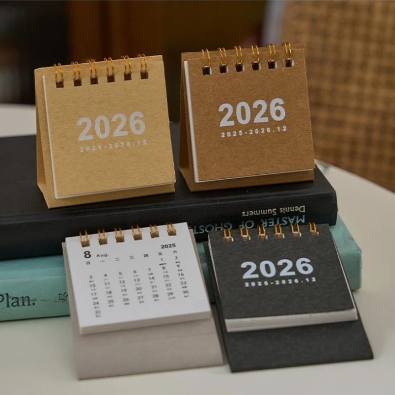 

2026 Mini Desk Calendar Small Standing Flip Monthly Desktop Schedule School Office Supplies Printed Calendar