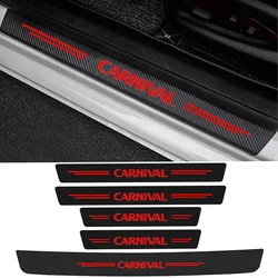 Car Door Sill Protector Plate Carbon Fiber Anti Scratch Sticker For KIA CARNIVAL Logo Badge Trunk Threshold Bumper Guard Strips