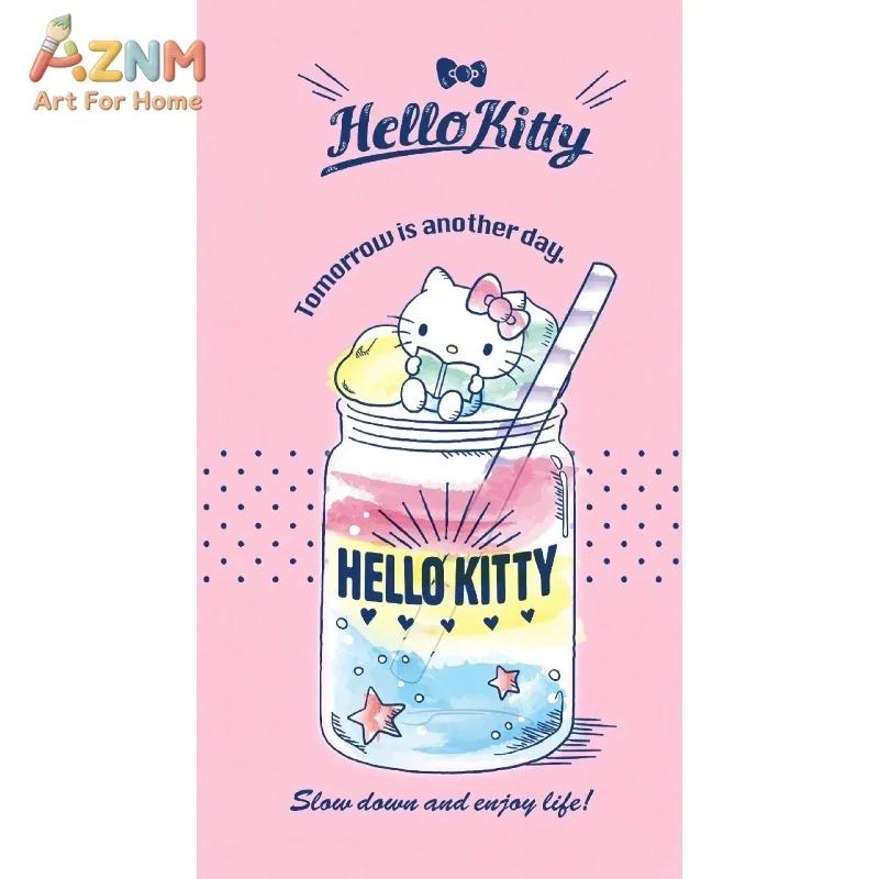 Cute Sanrio Hello Kitty Wall Poster,Vintage Girly Floral Canvas Print,Unframed Wall Art for Girls Bedroom Home Decoration Gift