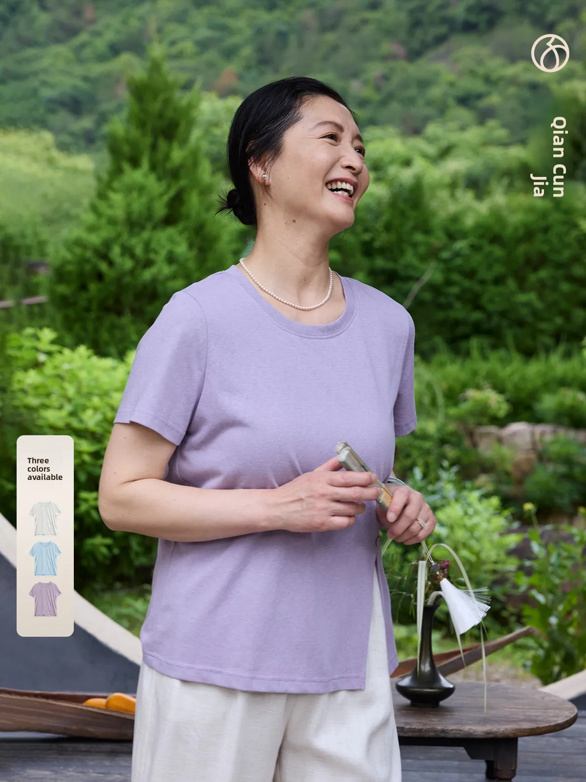 

Loose Short Sleeve Pure Color Versatile T-Shirt for Mom Summer New Style Casual Loose Fit Mid-aged And Elderly Women's Top