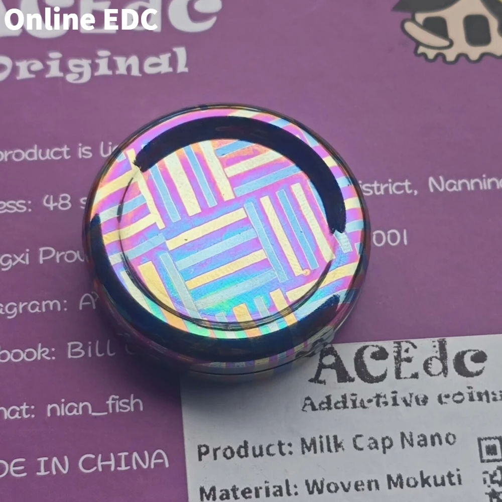 Pre-owned ACEdc Original Milk Cap-Nano Woven Mokuti Haptic Coin Fidget Toys For Adults Office Desk Accessories