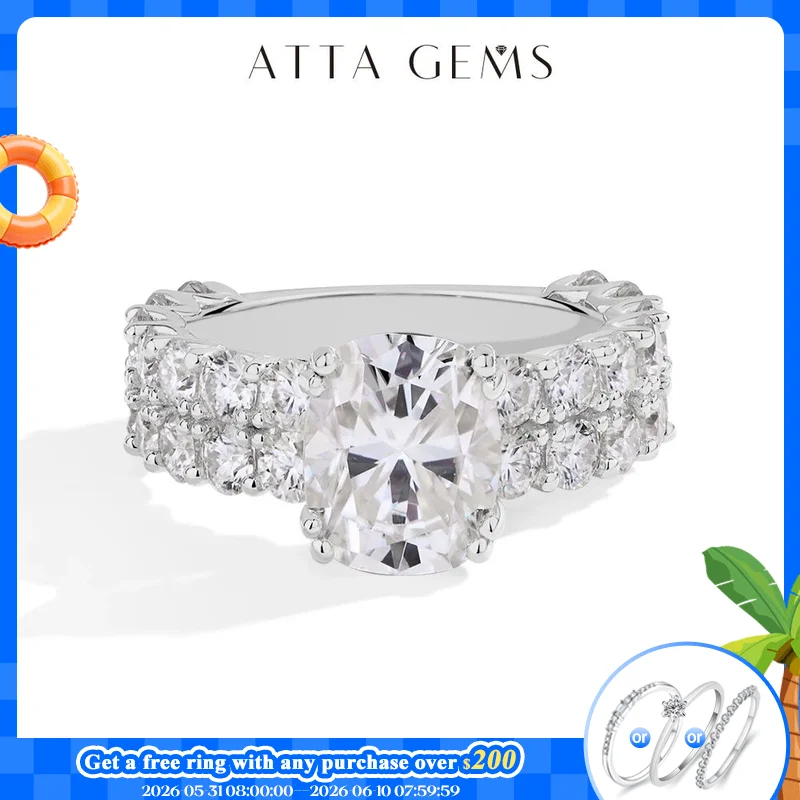 

ATTAGEMS Luxury Cushion Cut 10*8mm Moissanite Diamond Rings For Women S925 Sterling Silver Engagement Jewelry Gift Top Quality