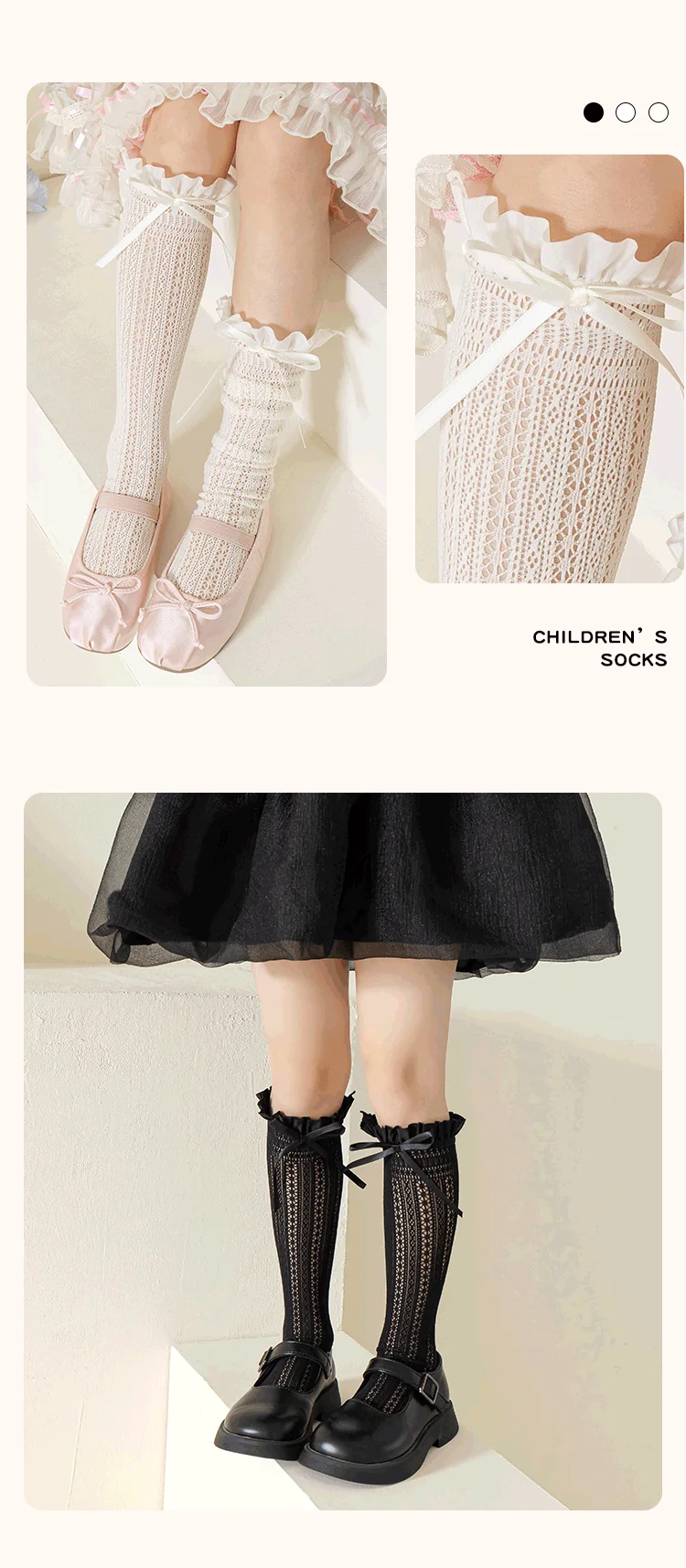 Mädchen Kinder geometrische Retro Twists Bowknot lange Kawaii Socken Prinzessin süßes Baby über Knies trümpfe Hohl gitter Lolita Strümpfe – Detail 5