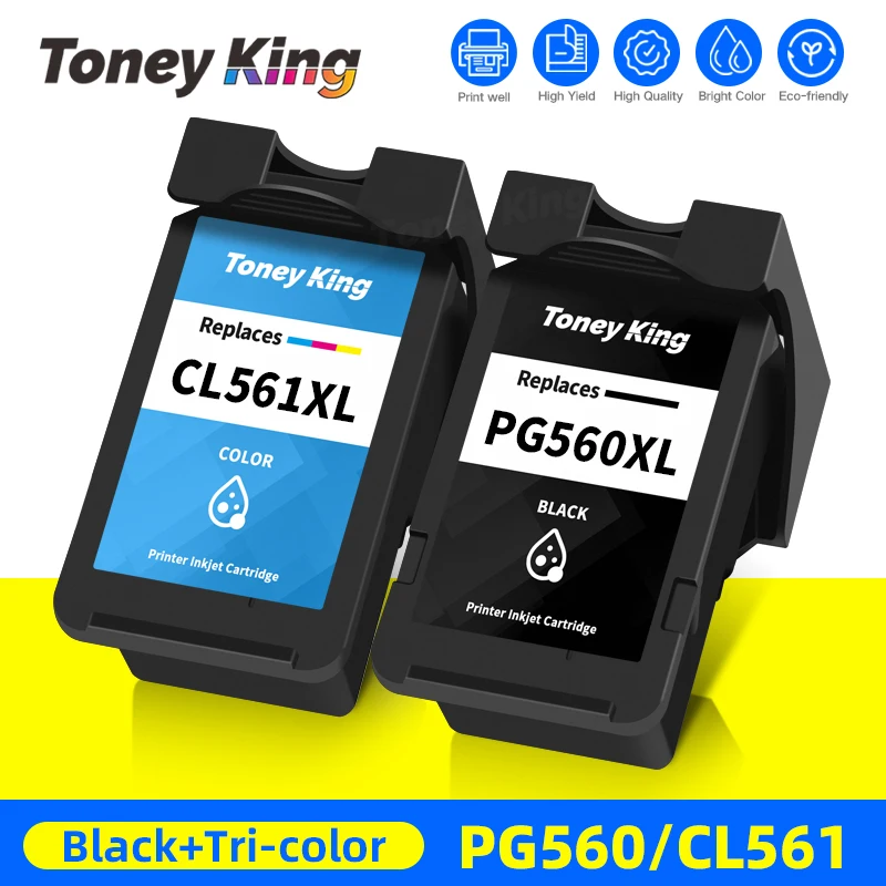 TONEY KING PG560 CL561 For Canon PG-560 CL-561 XL Ink Cartridges For Canon Pixma TS7450 TS7451 TS7450 TS5350 TS5351 TS5352