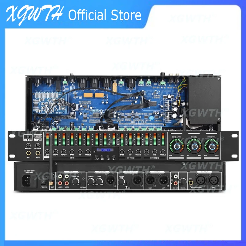 Effects Processors with Bluetooth USB Pre-Stage Effector Karaoke Mixer Spectrum Equalization Microphone Anti-whistling Reverb