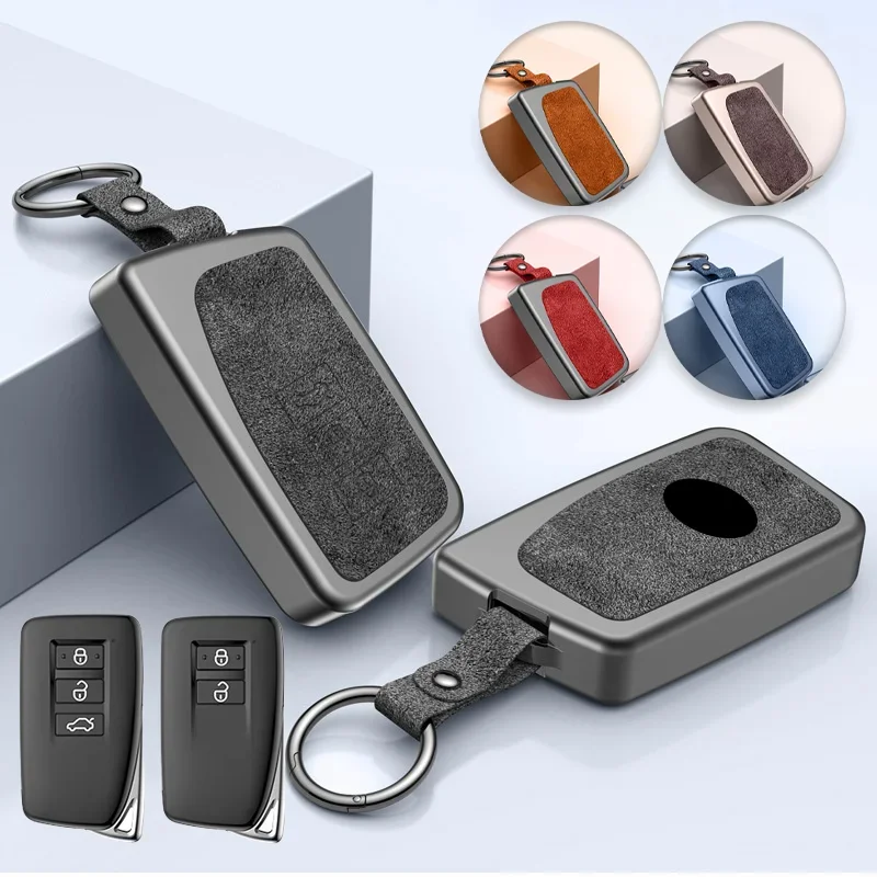 Aluminum Alloy Leather Car Remote Key Case Cover With Keychain For Lexus NX ES RC RX IS GS RC-F IS-F 200 250 300 350 450H 300H