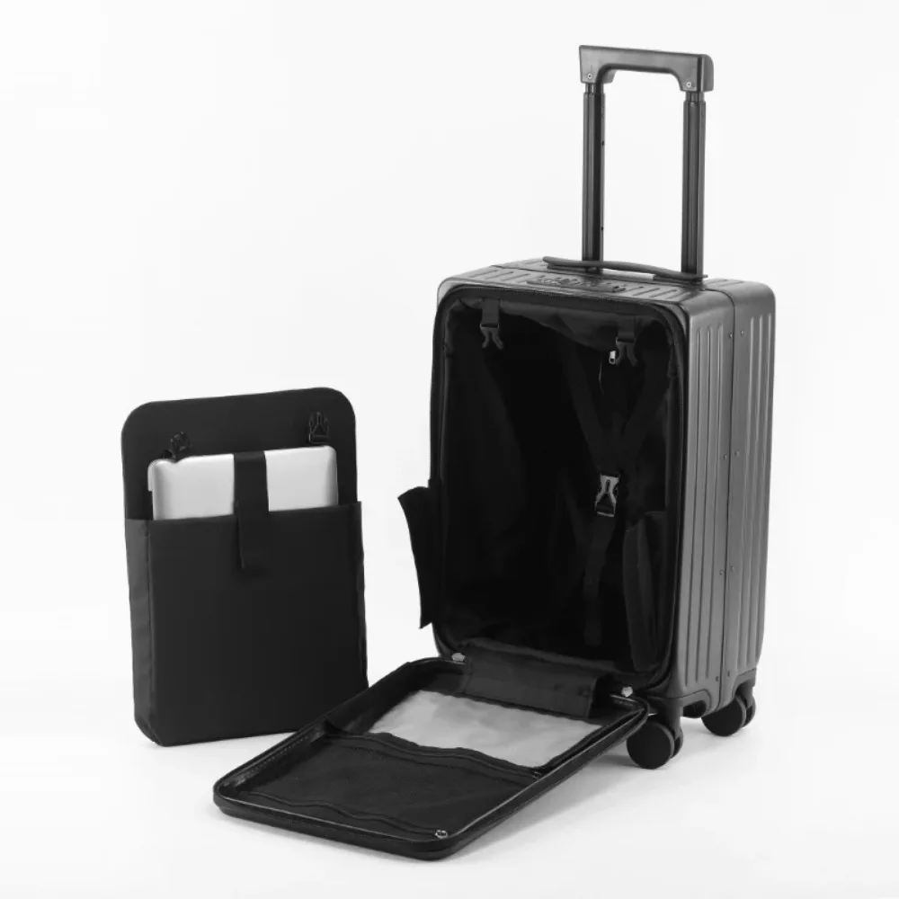 Side opening lid suitcase female new expandable multifunctional trolley case boarding suitcase suitcase leather suitcase