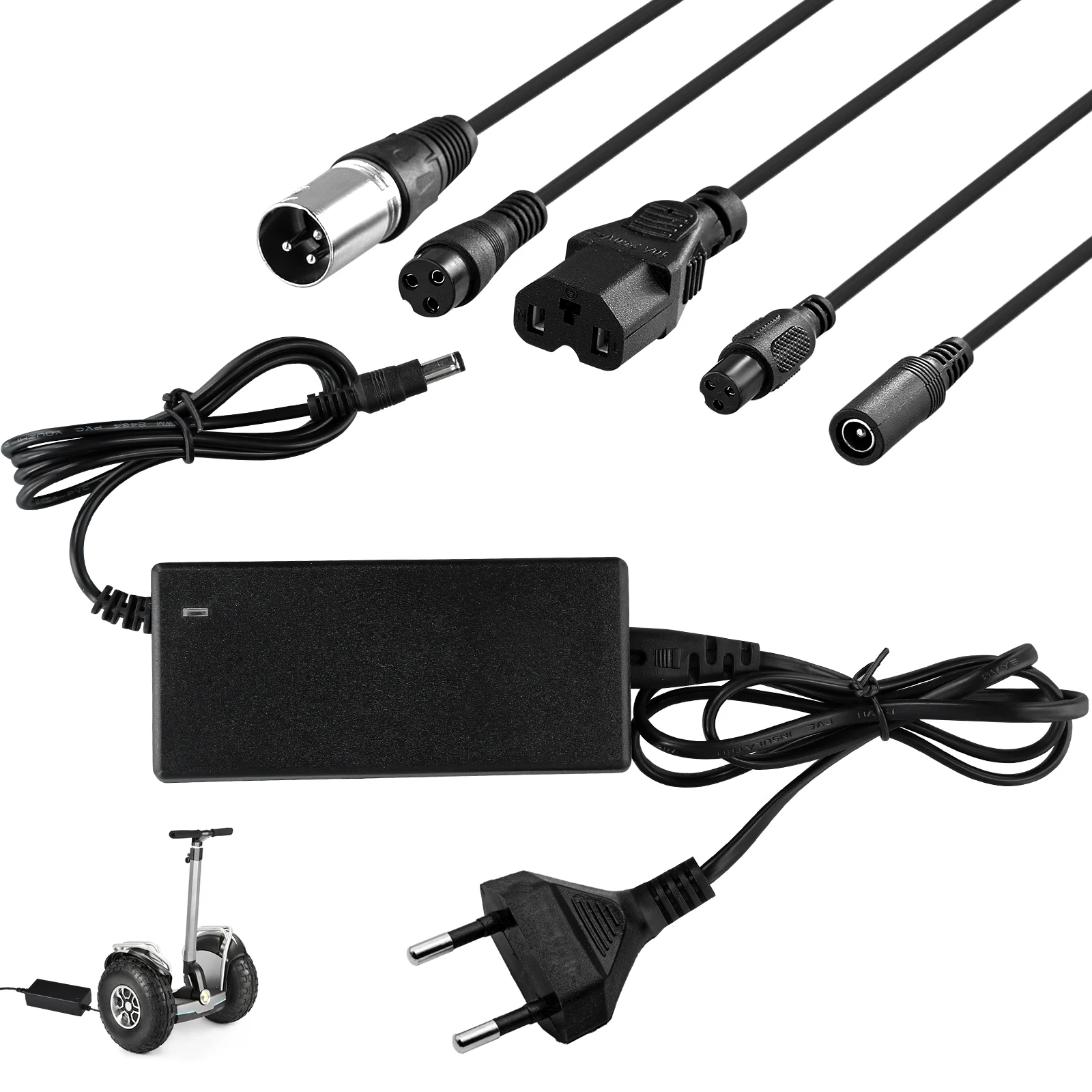 Cargador de scooter eléctrico de 42V 2A, cargador de batería de scooter de movilidad, cargador de bicicleta eléctrica para M365, cargador de scooter eléctrico (6 enchufes)