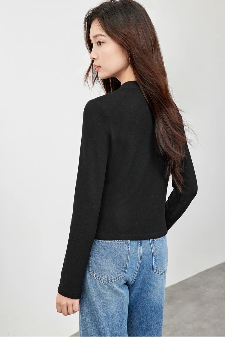 SENTUBILA Damen Strickpullover 2026 Herbst Halb-Reißverschluss Stehkragen Stickerei Oberteil Slim-Fit Elegante Damenbekleidung 143T56422 – Detail 22