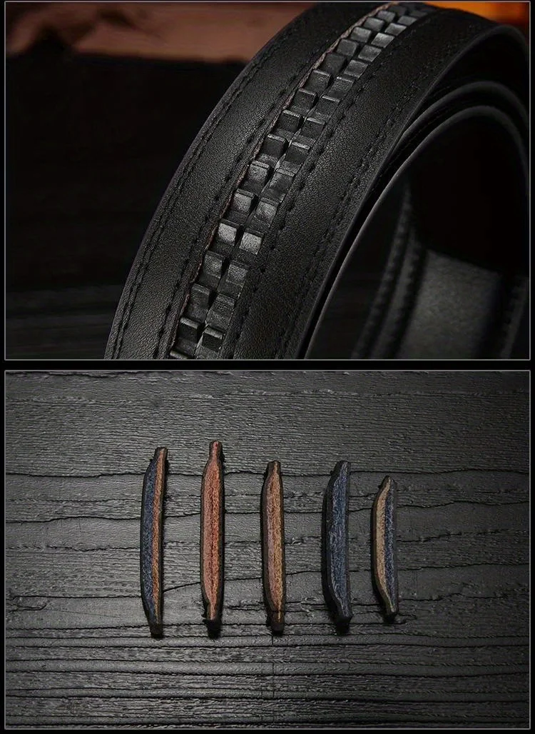 3,0 cm 3,5 cm breiter Gürtel ohne Schnalle, Herren, Damen, Unisex, PU-Gürtel für Business, ohne automatische Schnalle, Taillengürtel für Jeans – Detail 8