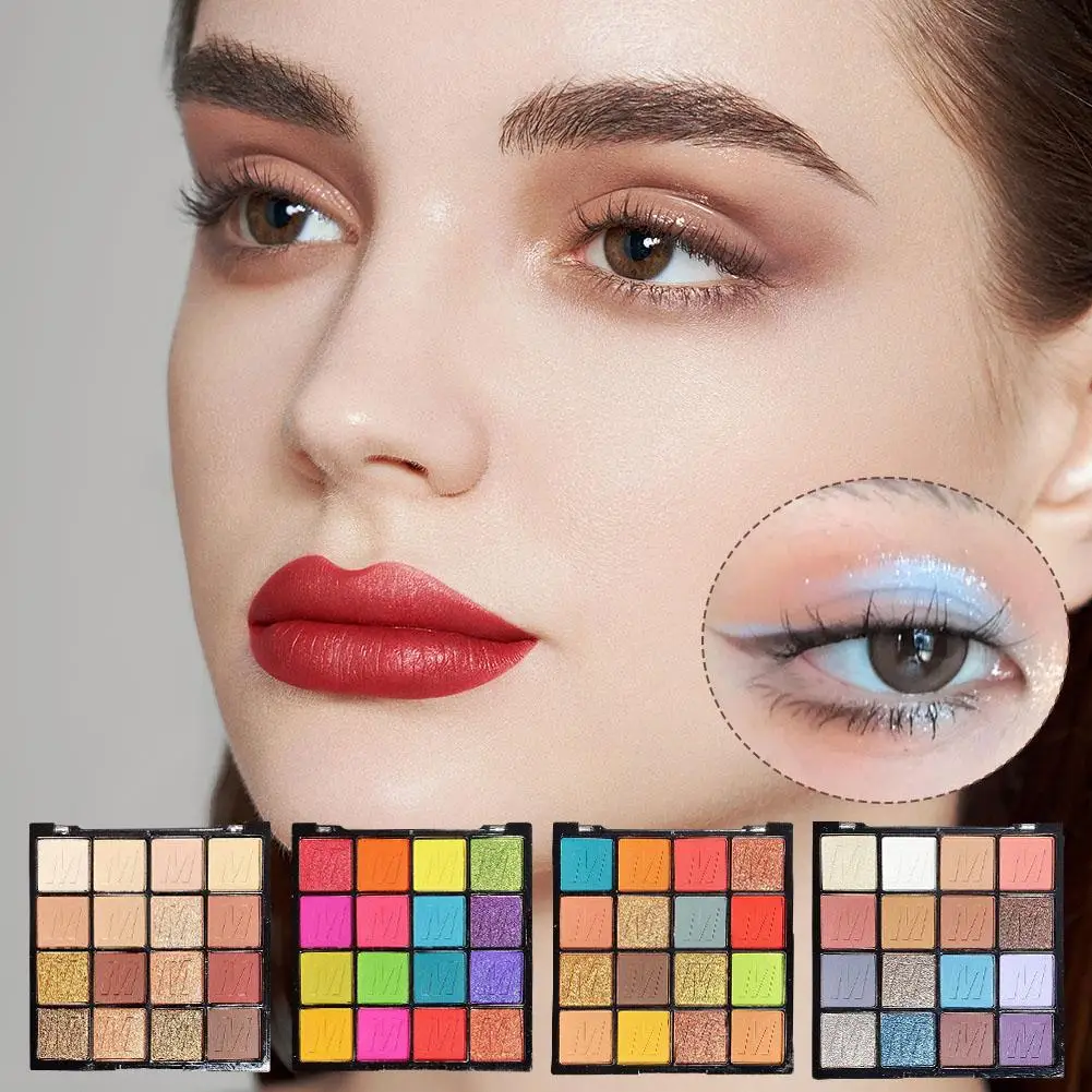 Paleta de sombra de ojos de 16 colores, brillo mate, sombra de ojos nacarada, resaltador duradero, maquillaje de ojos impermeable, cosméticos