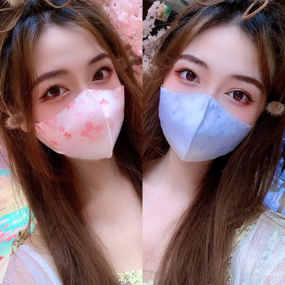 10pcs Gradient Print Color Disposable Face Mask 3D Design 3layer Anti Dust Mask V-face Protective Face Cover Women Female