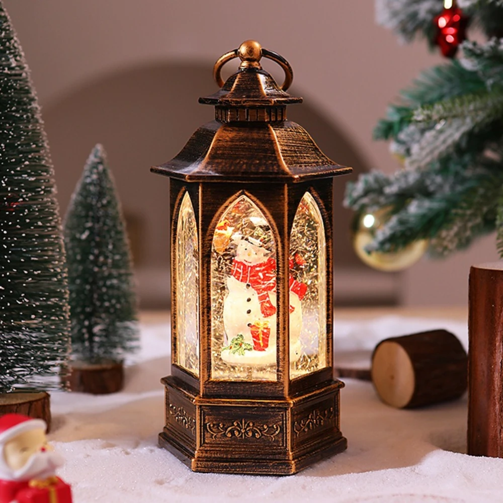 Christmas Snow Lights Decorative Lights Table Ornaments Santa Claus Hexagonal Music Box Scene Arrangement Christmas Gifts