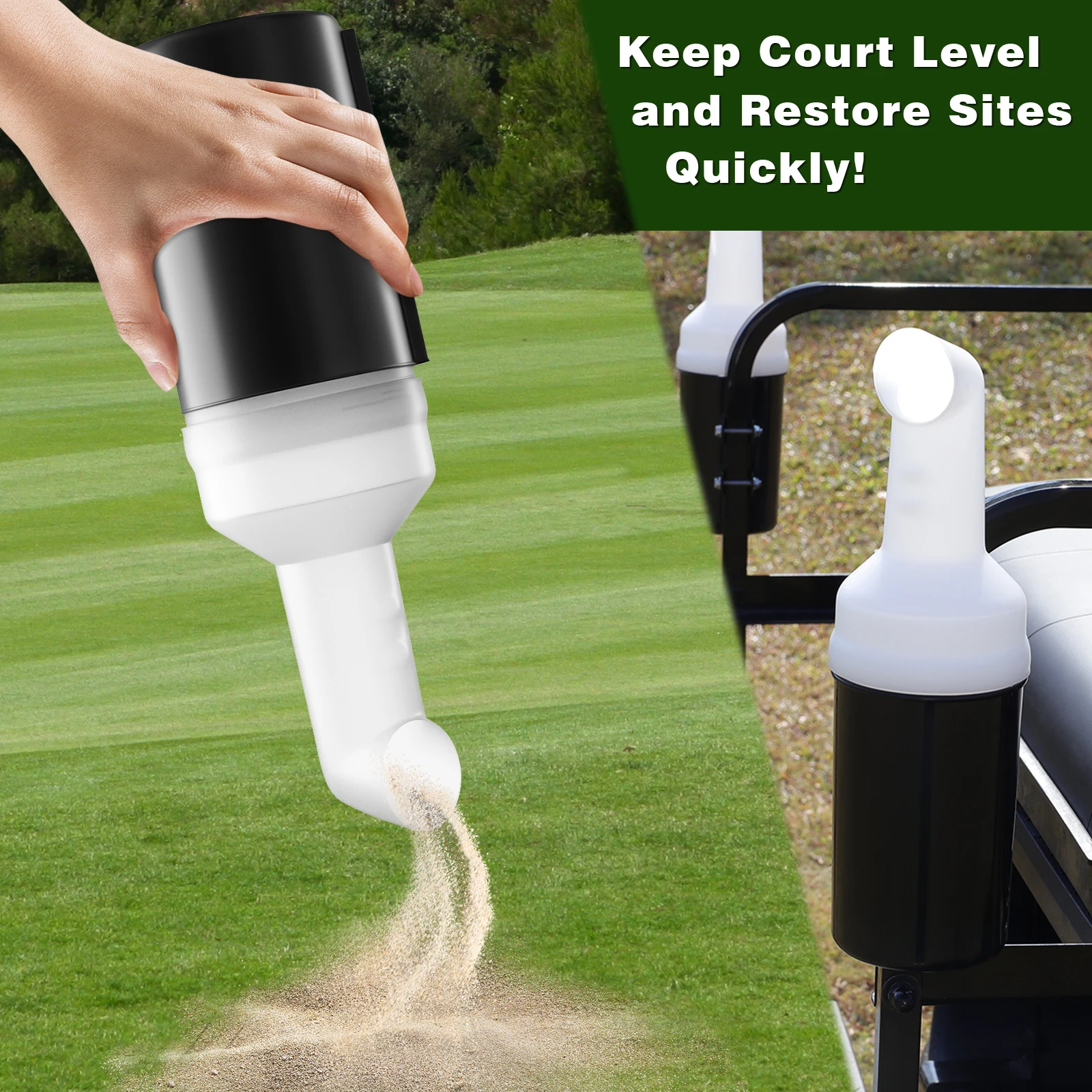 Golf Cart Non Drilling Sand Bottle (set of 2)for EZGO Club Car YAMAHA turf filling with Anti Rattle Bracket