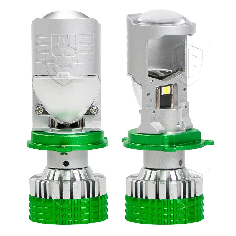 T90 H4 12V Motorcycle LED Headlight Bulb Tri-Color Mini Projector High Low Beam 3000K 4300K 6000K for Scooter Touring Riders Kit