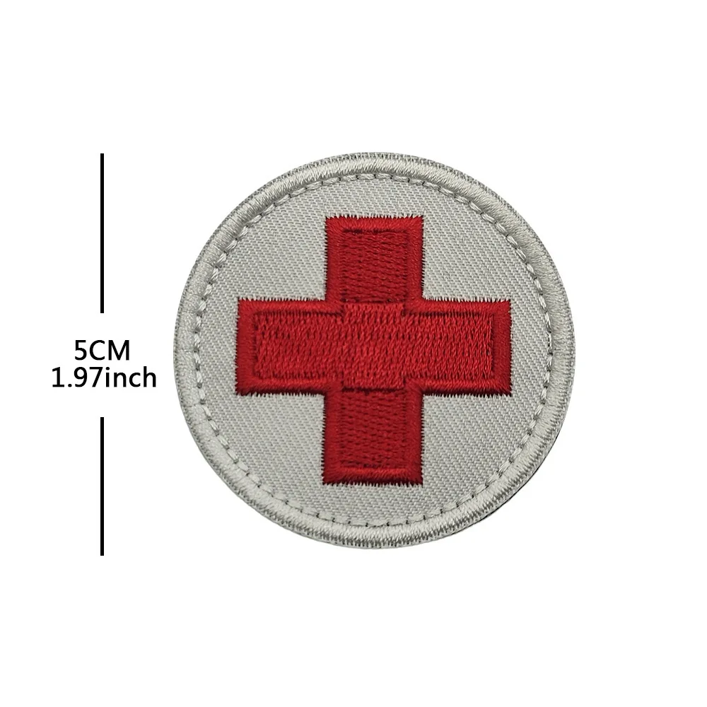 First Aid Red Cross Round Patch, Hiking Camping First Responder Backpack Decoration with Hook & Loop - view 4