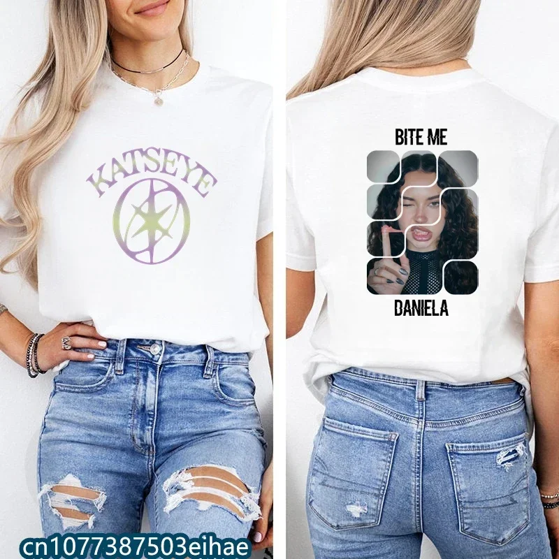 KATSEYE Retro Pattern Casual T Shirt Hot Korean K-pop Trend Soft Cotton Loose Street Clothes Daily Wear for Ladies & Girls