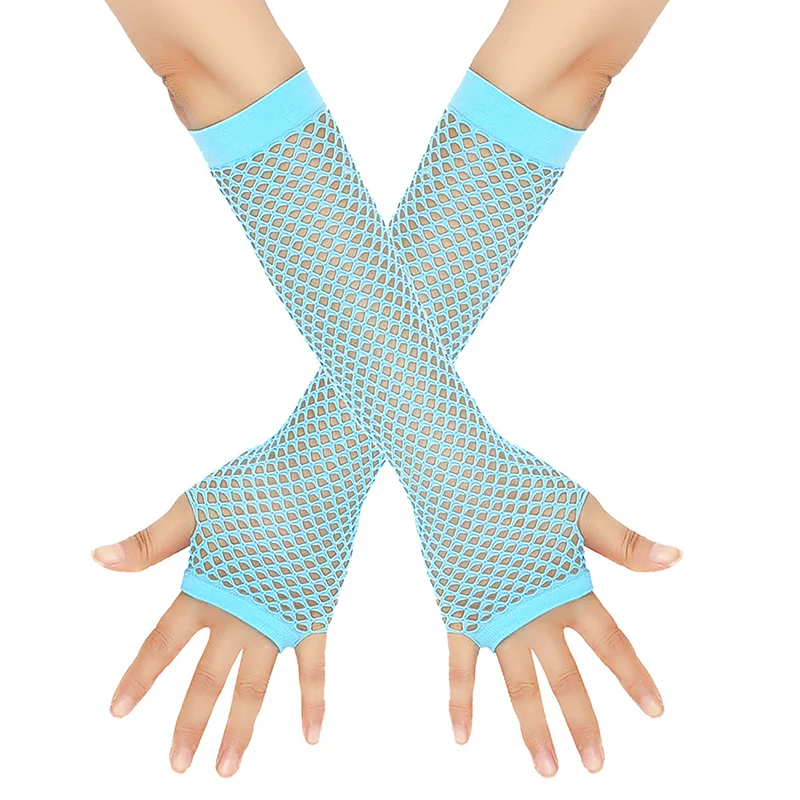1Pair Womens Long Fishnet Net Gloves Fingerless Mesh Gloves Punk Rock Fancy Night Club Party Arm Warmer Gloves Sexy Gloves
