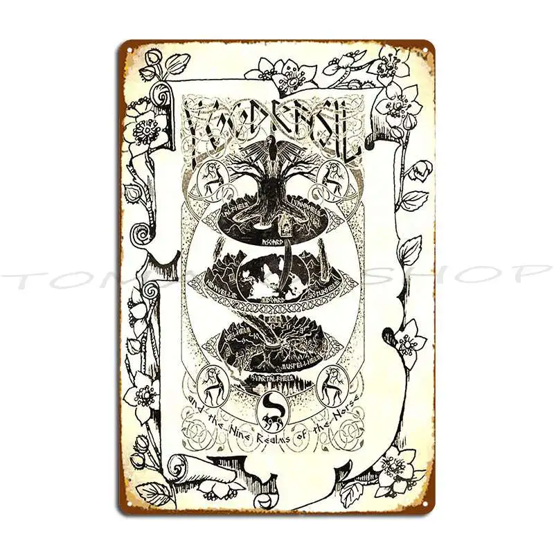 Tree Celtic Yggdrasil Lords Of The Ash Metal Plaque Poster Wall Decor Living Room Pub Party Plates personalized  Tin Sign Poster