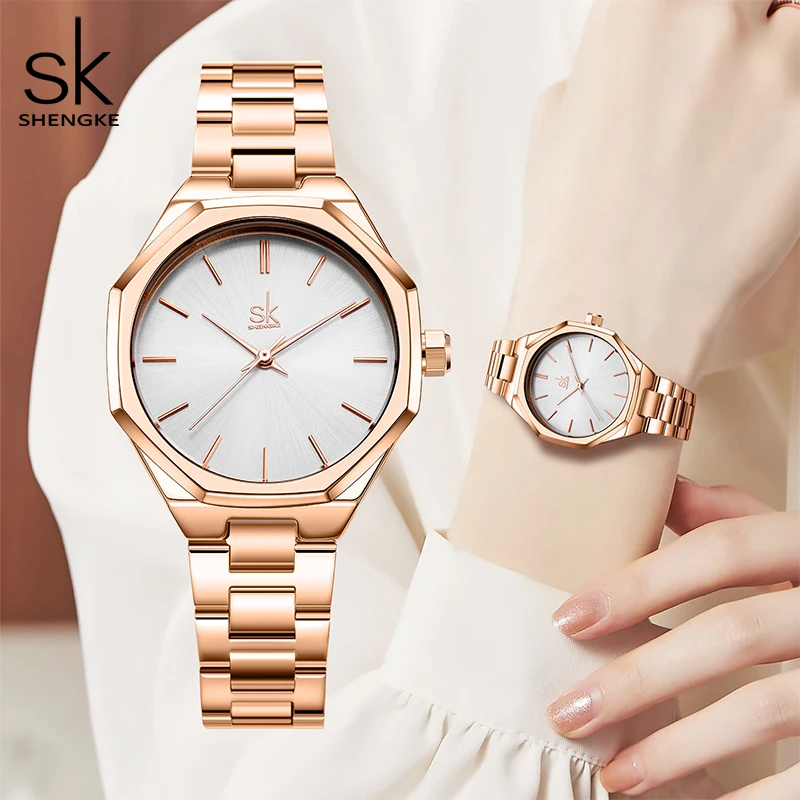 Shengke-Relojes de pulsera de cuarzo para mujer, accesorio de marca superior de lujo, creativo, resistente al agua, ideal para regalo, novedad