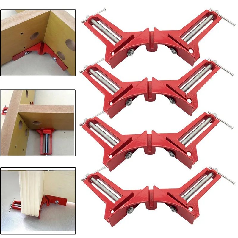 1/4PCS Right Angle Clamp, 90 Degrees Corner Clamp, Picture Frame Holder, Glass Holder, DIY Woodworking Hand Tools