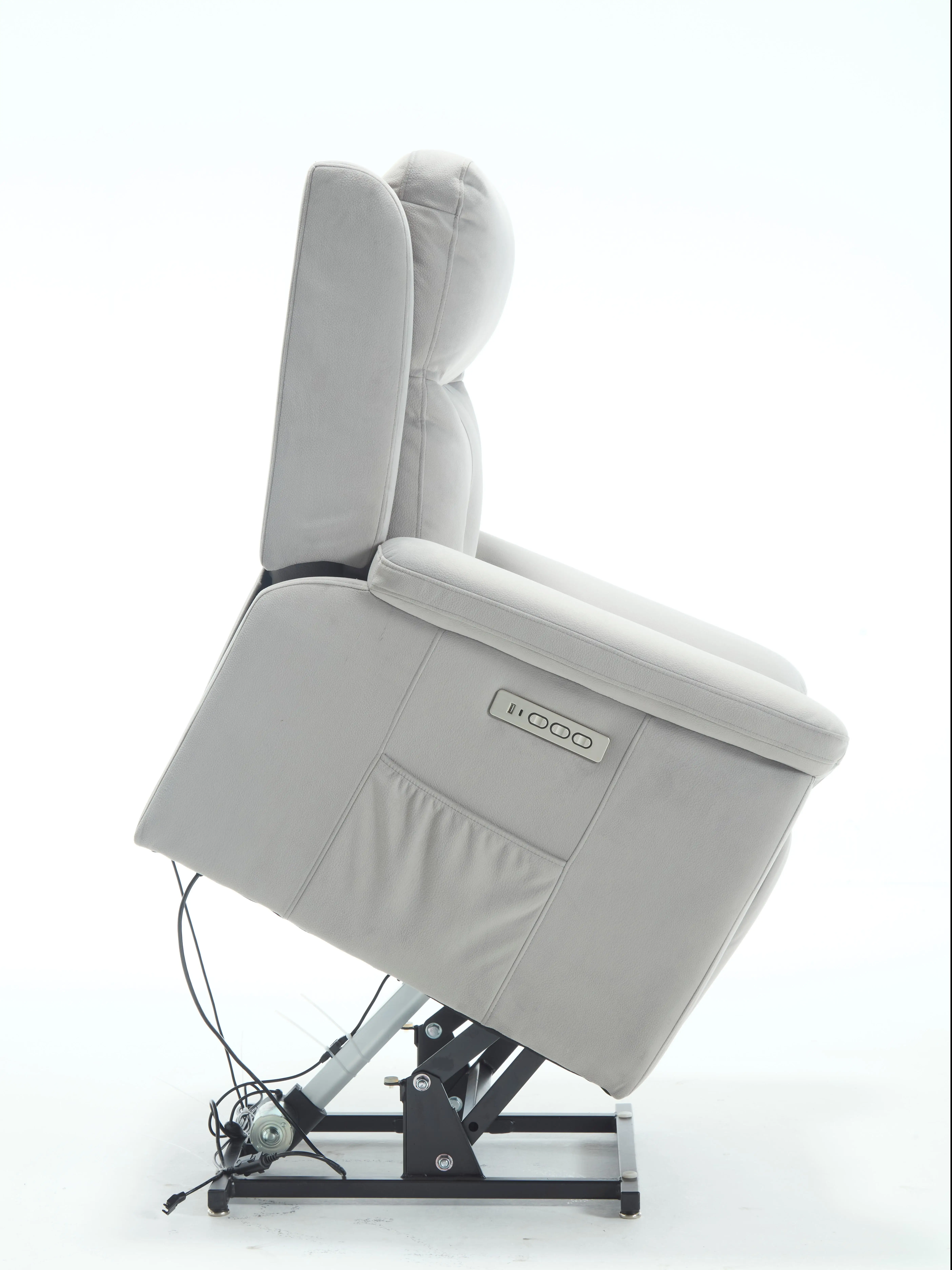 أريكة كرسي رفع الطاقة بمحرك واحد مع مسند رأس كهربائي باللون الأزرق الشنيل لاستخدام غرفة المعيشة لكبار السن #5