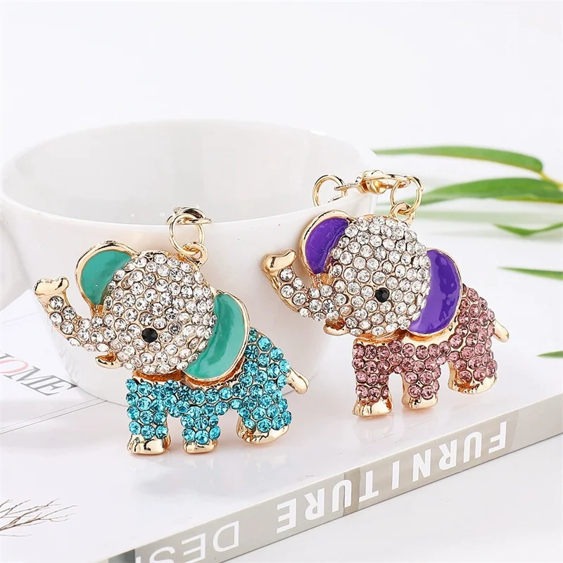 Fashion Crystal Elephant Car KeyChain Alloy Key Chain Ring Holder Animal Keyring Laveros Charm Women Bag Jewelry — zdjęcie 6