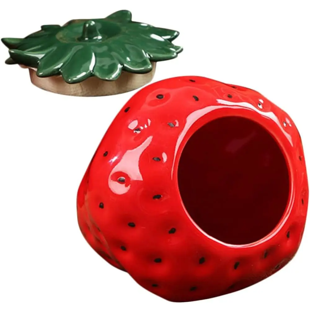 

Strawberry Shaped Ceramic Tea Caddies Moisture-proof Decorative Porcelain Coffee Container Durable Creative