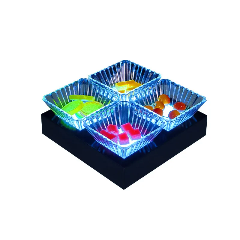 Fruit plate, bar snack plate, four or six grid luminous fruit plate charging.