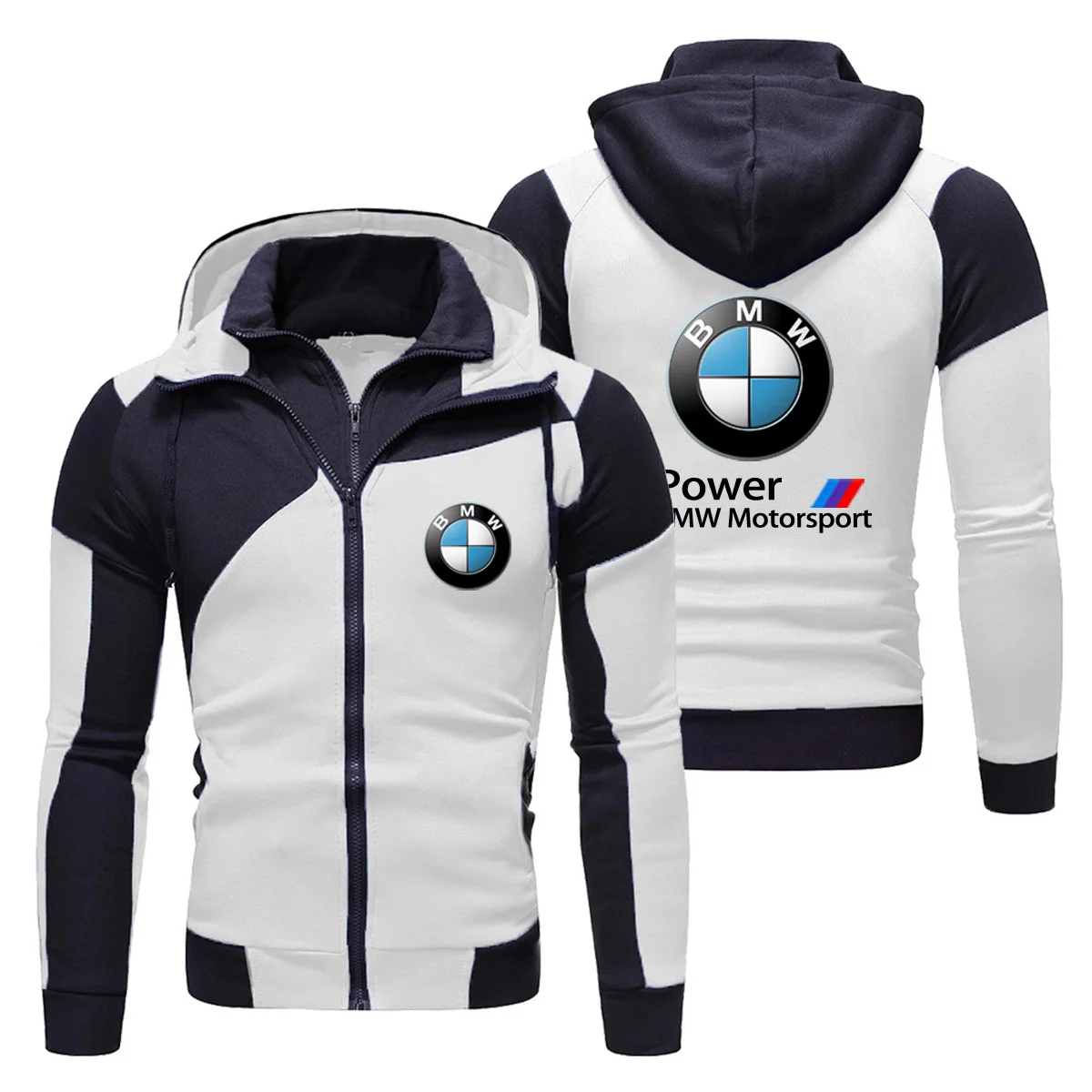 New Fashion BMW Printed Minimalist Jacket BMW Spring Men's Comfortable Casual Cutdoor Double Zipper Jacket BMW Top Hooded Jacket