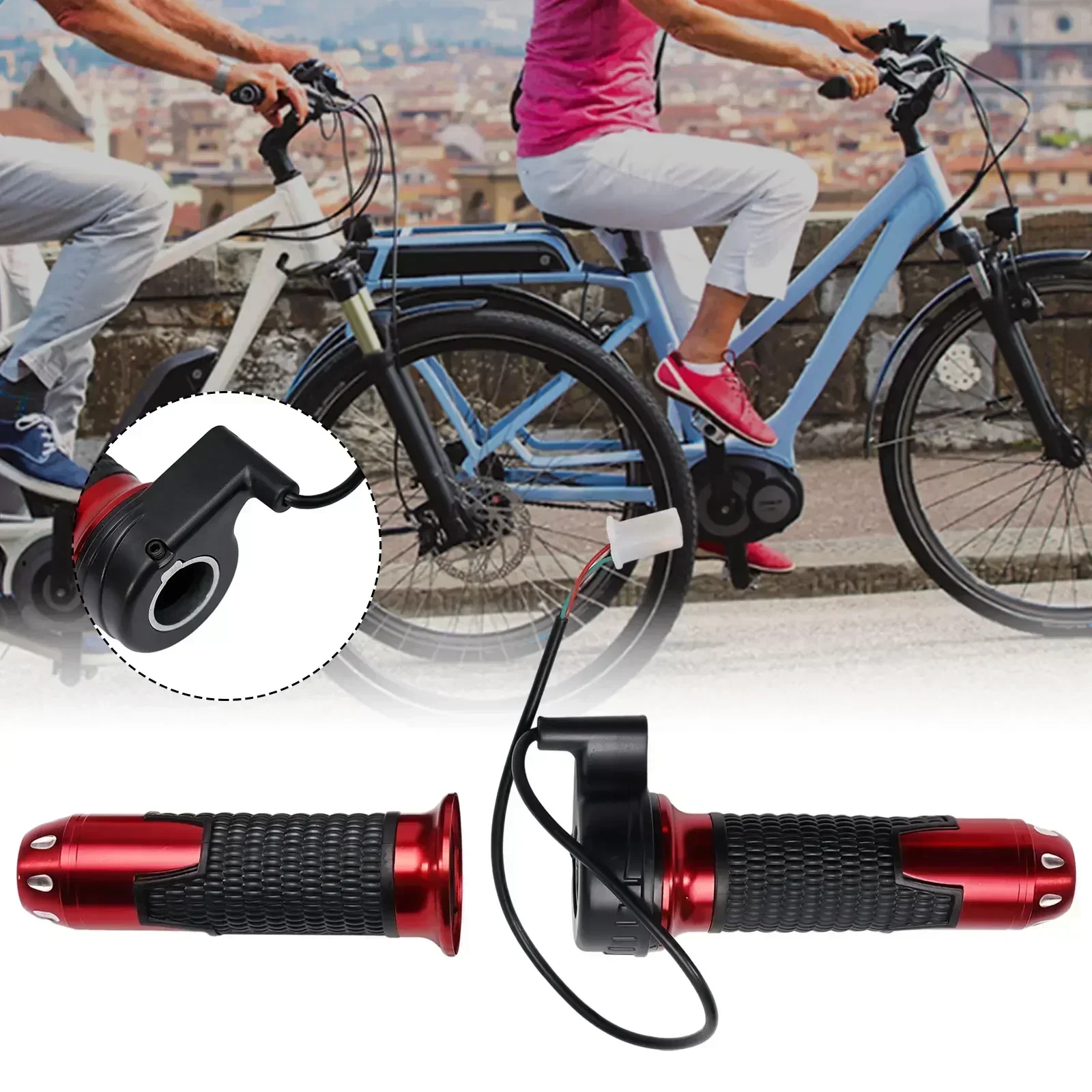 Throttles Twist-Throttle Bicycle Throttle ABS+Aluminum Alloy Cruise Forward/Reverse Electric Scooter Electric Bike Practical