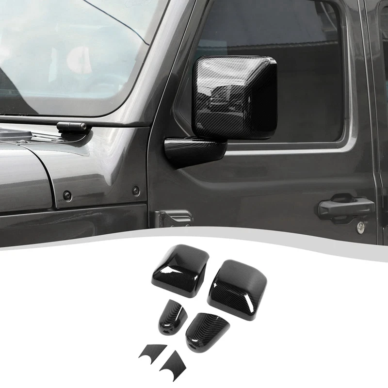 

A85E-Rearview Mirrors Side Mirror Cover Decoration Trim Kit For Jeep Wrangler JL Gladiator JT 2018-2025 Carbon Fiber